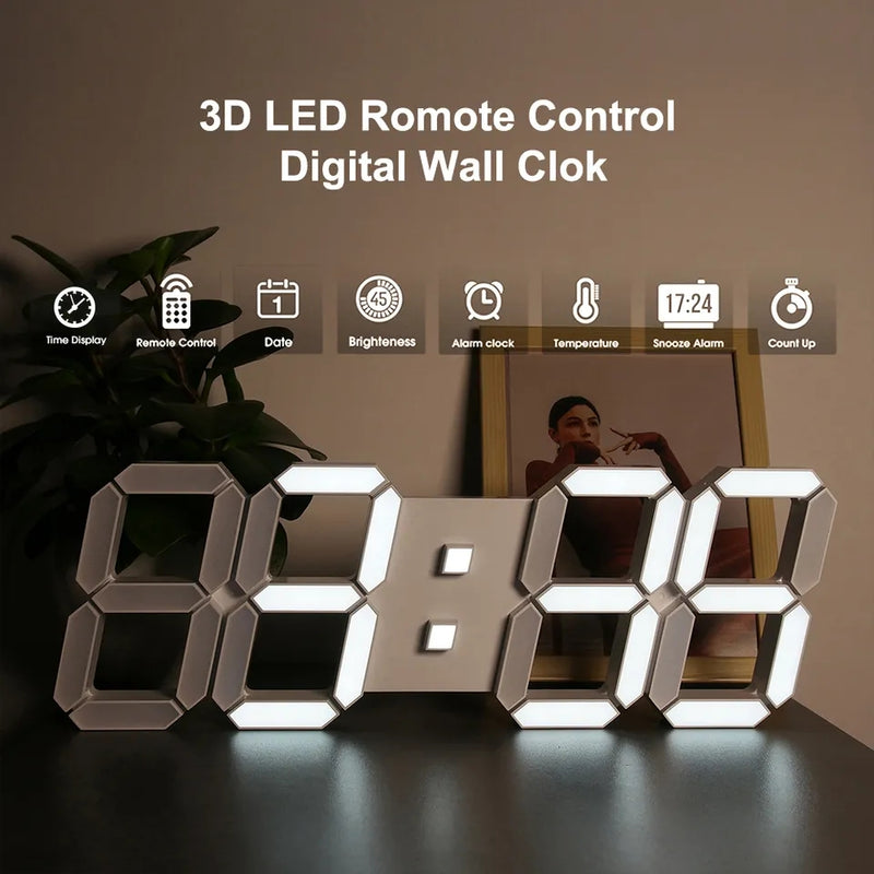 Relógio Digital Led 3d De Mesa Parede Led Cabeceira Moderno
