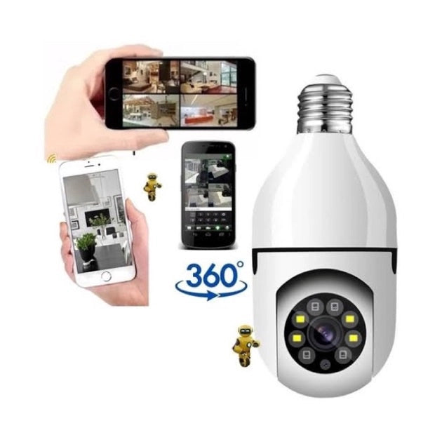 Câmera segurança wifi ip sem fio 360 com encaixe lampada bocal full HD visão noturna - bivolt