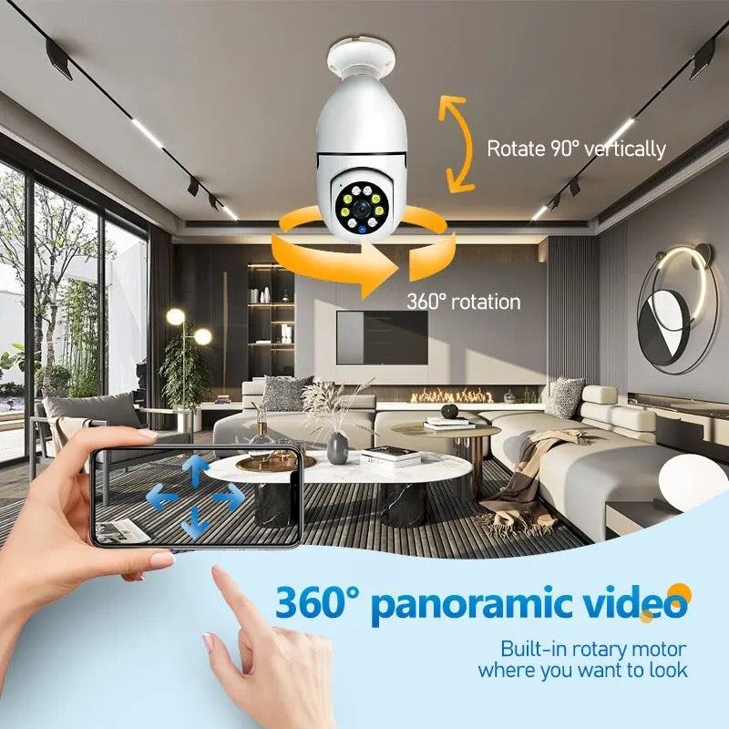 Câmera 5G Bulbo E27 Vigilância Câmera Full Color Visão Noturna Zoom Rastreamento Humano Automático Monitor de Segurança Interna Câmera Wifi